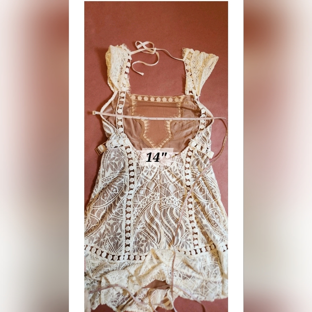 FOR LOVE AND LEMONS Emerie Sleeveless White Lace Illusion Mini Dress S NWT - Picture 10 of 14